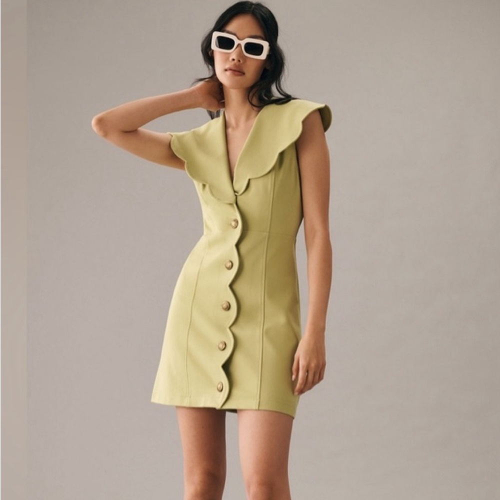 Anthropologie Maeve Scalloped Button Down Dress XXS